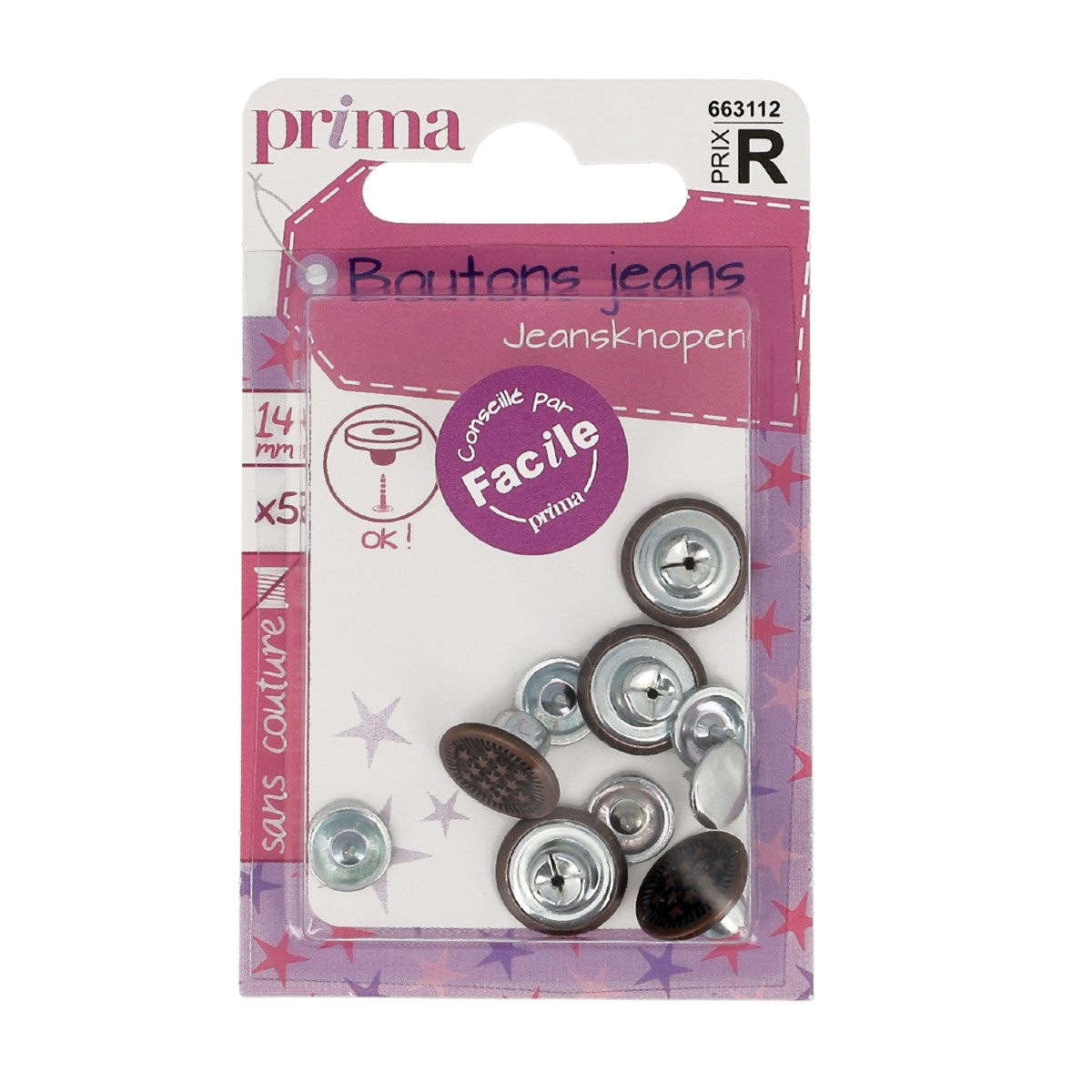 Boutons sans couture 20mm x4